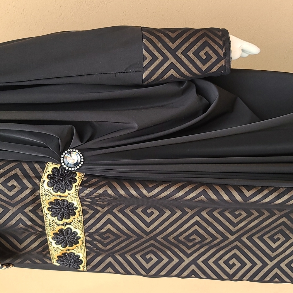 DUBAI CUSTOM ABAYA Wedding Dress Evening Kaftan Robe Maxi Thobe Scarf XL 1X 2X - Picture 14 of 16
